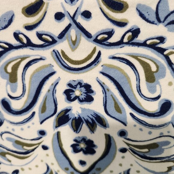 Croft & Barrow Women's 3/4 Sleeve Boatneck Blue White Floral Top Blouse Large - Picture 3 of 5